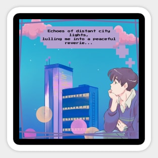 Lofi Anime City Lights Aesthetic Boy Version Sticker